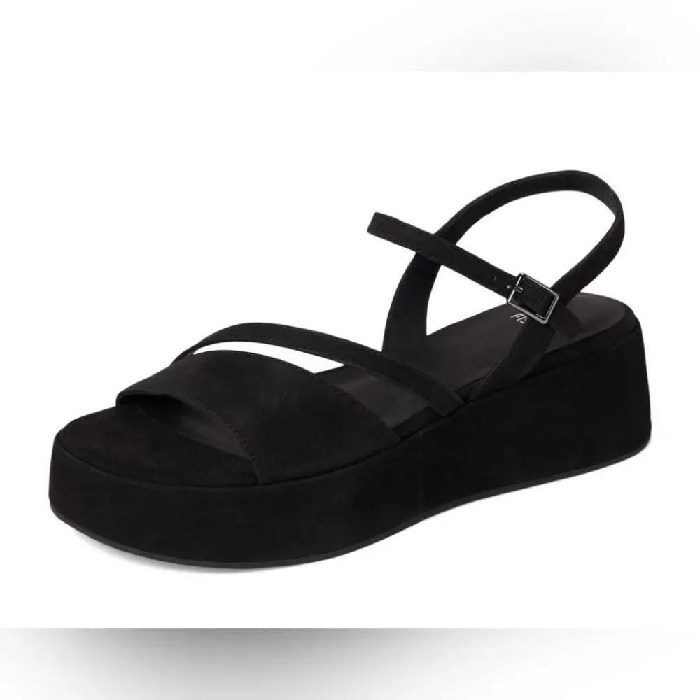 Eileen Fisher‎ Dae Black Wedge Sandal Size 9.5